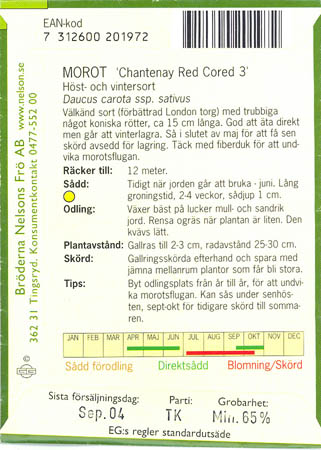 Gulerod, Chantenay Red Cored, Daucus carota </i>L. subsp.<i> sativus