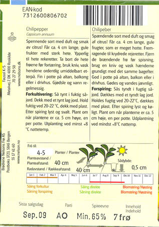 Chilipeber, Hot Lemon, Capsicum annuum </i>L.<i>