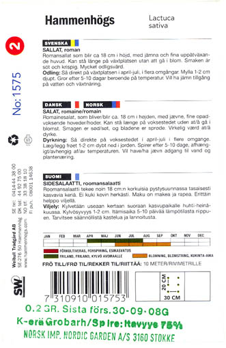 Havesalat, romersalat, Tintin, Lactuca sativa </i>L. var. <i>longifolia.